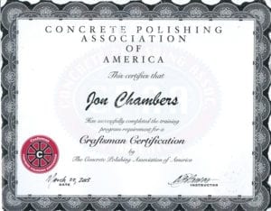 Polished Decorative Concrete Cpaa Certificate